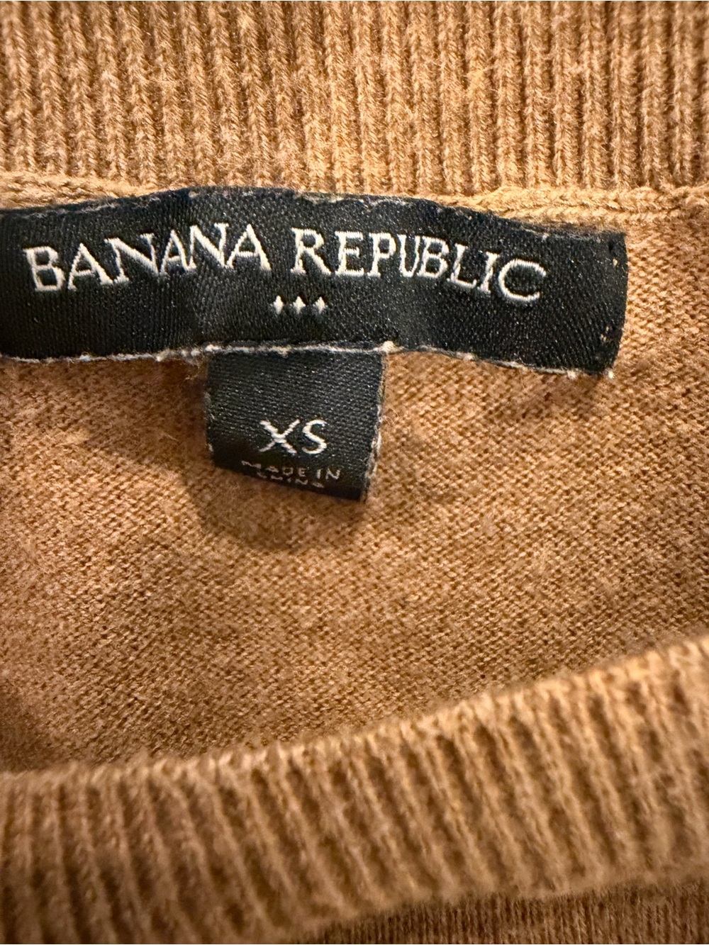 Banana Republic XS Camel Cotton Sweater Llama Alpaca Sunglasses Crewneck Pullove - Picture 4 of 5
